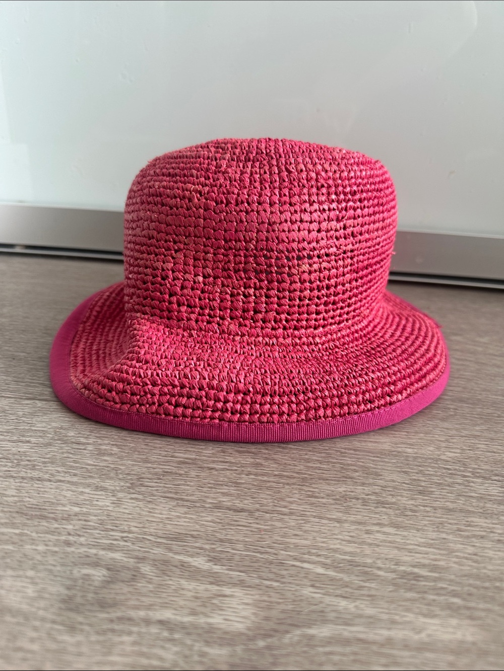 Max Mara Pink Woven Bucket Hat. Made in Italy. Preowned.